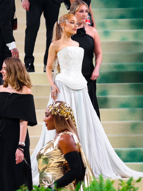 Ariana Grande is seen attending the 2024 Met Gala Celebrating 'Sleeping Beauties: Reawakening Fashion' at The Metropolitan Museum of Art on May 06, 2024 in New York City. — frame 131/236 (459×612)