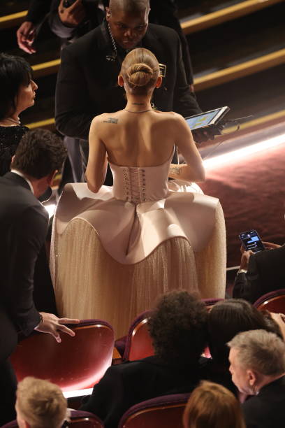 Ariana Grande is seen during the 97th Annual Oscars at Dolby Theatre on March 02, 2025 in Hollywood, California