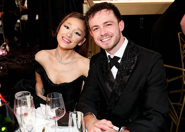 Ariana Grande, Kevin Csolak at the 83rd Annual Golden Globes held at The Beverly Hilton on January 11, 2026 in Beverly Hills, California. — frame 71/147 (612×437)