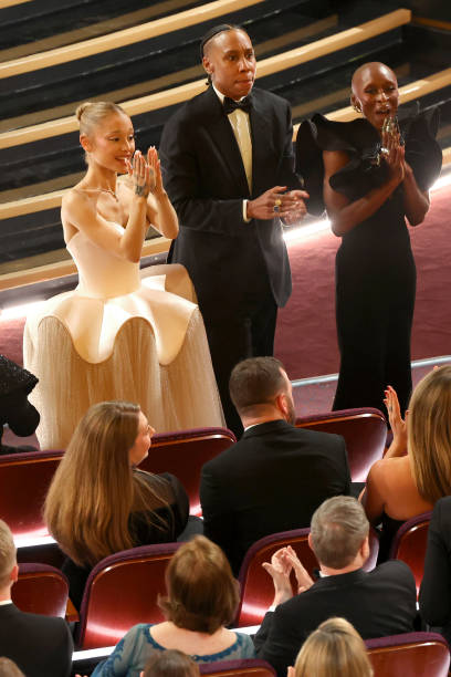 Ariana Grande, Lena Waithe, and Cynthia Erivo during the 97th Annual Oscars at Dolby Theatre on March 02, 2025 in Hollywood, California. — frame 129/202 (408×612)