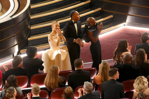 Ariana Grande, Lena Waithe, and Cynthia Erivo during the 97th Annual Oscars at Dolby Theatre on March 02, 2025 in Hollywood, California. — frame 128/202 (612×408)