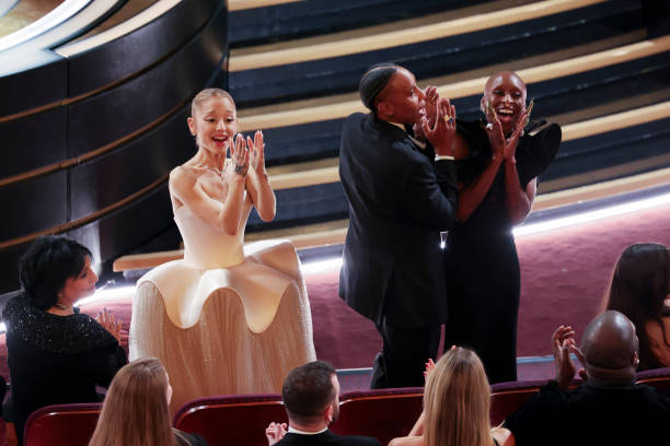 Ariana Grande, Lena Waithe, Cynthia Erivo at the 97th Oscars held at the Dolby Theatre on March 2, 2025 in Hollywood, California. — frame 32/93 (612×408)