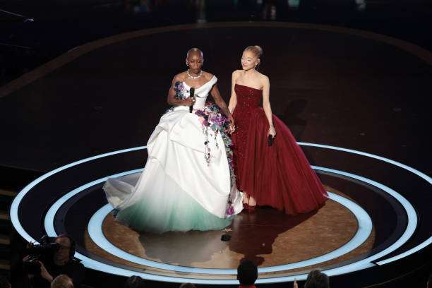 Los Angeles, CA. March 2, 2025: Cynthia Erivo and Ariana Grande at the 97th Academy Awards at the Dolby Theatre on March