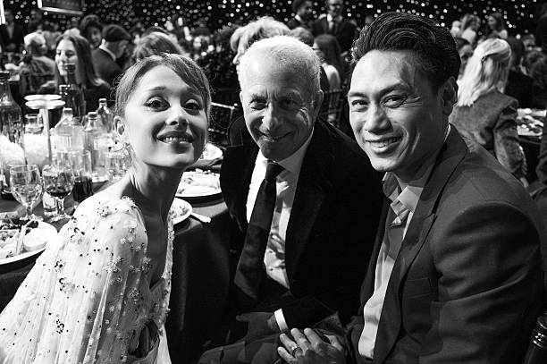 Ariana Grande, Marc Platt, and Jon M. Chu attend the 31st Annual Critics Choice Awards at Barker Hangar on January 04, 2026 in Santa Monica, California. — frame 96/105 (612×407)