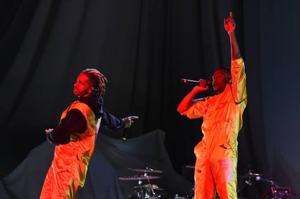 Mikey and Scootie of Social House perform onstage during the Ariana Grande Sweetener World Tour - Opening Night at Times