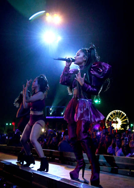 Ariana Grande performs at Coachella Stage during the 2019 Coachella Valley Music And Arts Festival on April 21, 2019 in 