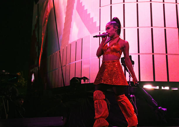Ariana Grande performs at Coachella Stage during the 2019 Coachella Valley Music And Arts Festival on April 21, 2019 in 