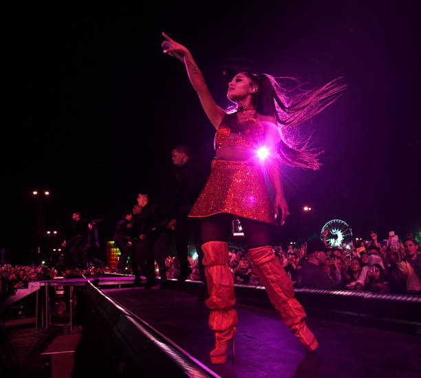 Ariana Grande performs at Coachella Stage during the 2019 Coachella Valley Music And Arts Festival on April 21, 2019 in 