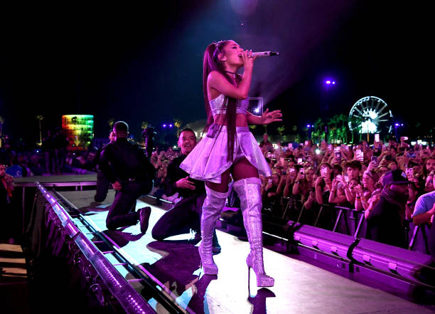 Ariana Grande performs on Coachella Stage during the 2019 Coachella Valley Music And Arts Festival on April 14, 2019 in 