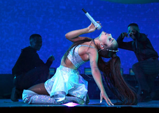 Ariana Grande performs on Coachella Stage during the 2019 Coachella Valley Music And Arts Festival on April 14, 2019 in 