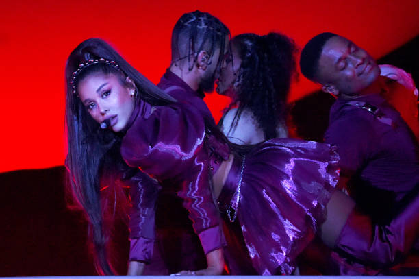 Ariana Grande performs on Coachella Stage during the 2019 Coachella Valley Music And Arts Festival on April 14, 2019 in 