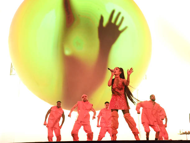 Ariana Grande performs on Coachella Stage during the 2019 Coachella Valley Music And Arts Festival on April 14, 2019 in 