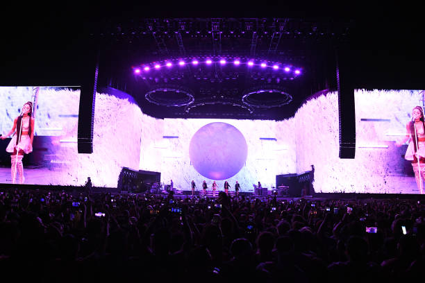 Ariana Grande performs on Coachella Stage during the 2019 Coachella Valley Music And Arts Festival on April 14, 2019 in 