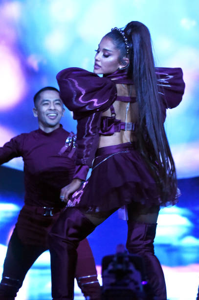 Ariana Grande performs on Coachella Stage during the 2019 Coachella Valley Music And Arts Festival on April 14, 2019 in 