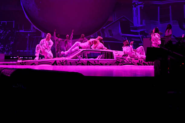 Ariana Grande performs on stage during her "Sweetener World Tour" at The O2 Arena on October 15, 2019 in London, England