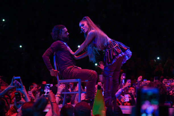 Ariana Grande performs on stage during her "Sweetener World Tour" at The O2 Arena on August 17, 2019 in London, England. (612×410)