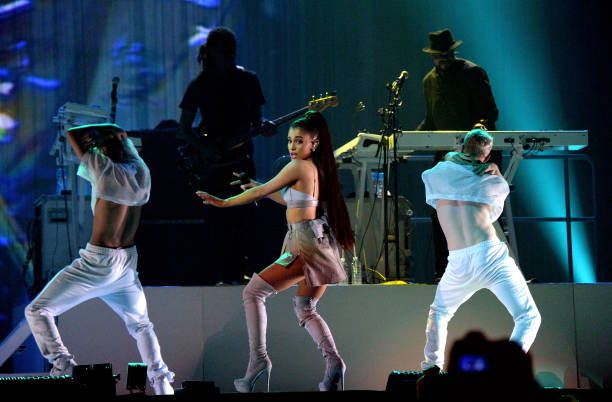 Ariana Grande performs on stage during the "Dangerous Woman" Tour Opener at Talking Stick Resort Arena on February 3, 20