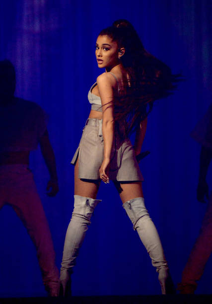 Ariana Grande performs on stage during the "Dangerous Woman" Tour Opener at Talking Stick Resort Arena on February 3, 2017 in Phoenix, Arizona. (427×612)