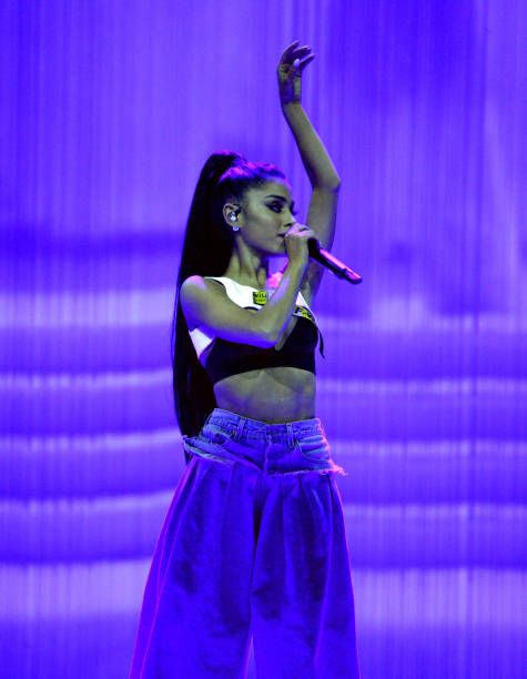Ariana Grande performs on stage during the "Dangerous Woman" Tour Opener at Talking Stick Resort Arena on February 3, 2017 in Phoenix, Arizona. (475×612)