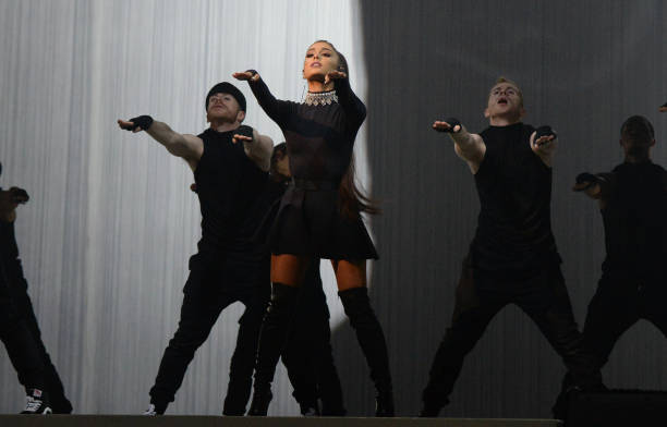 Ariana Grande performs on stage during the "Dangerous Woman" Tour Opener at Talking Stick Resort Arena on February 3, 2017 in Phoenix, Arizona. (612×392)