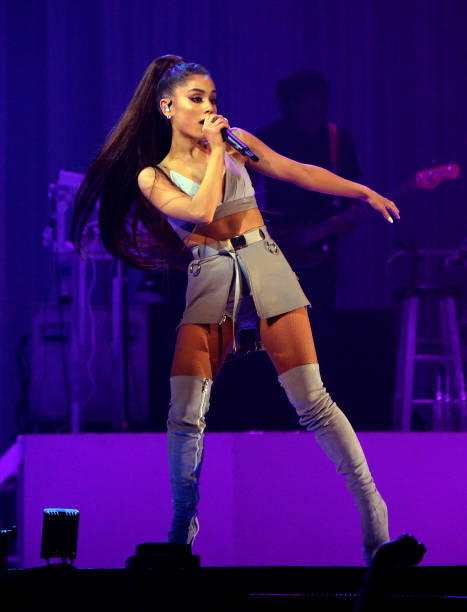 Ariana Grande performs on stage during the "Dangerous Woman" Tour Opener at Talking Stick Resort Arena on February 3, 20