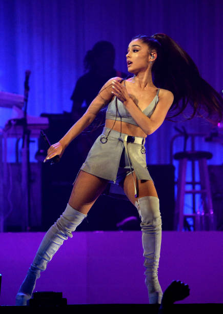 Ariana Grande performs on stage during the "Dangerous Woman" Tour Opener at Talking Stick Resort Arena on February 3, 2017 in Phoenix, Arizona. (435×612)