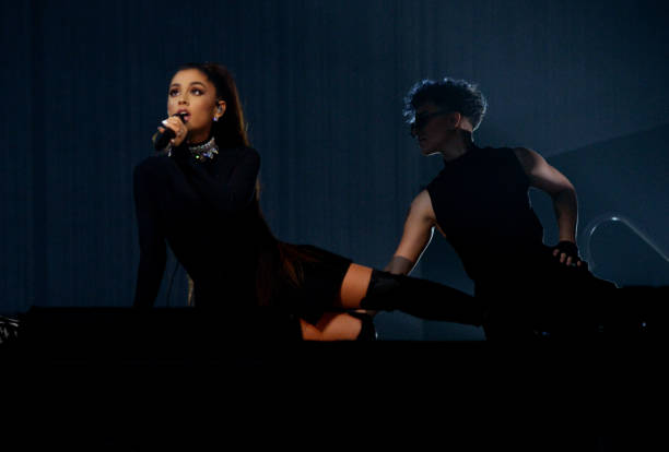 Ariana Grande performs on stage during the "Dangerous Woman" Tour Opener at Talking Stick Resort Arena on February 3, 20