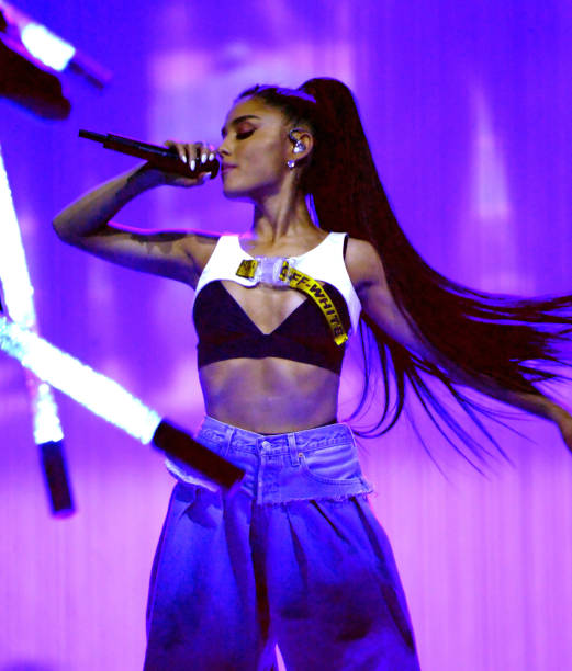 Ariana Grande performs on stage during the "Dangerous Woman" Tour Opener at Talking Stick Resort Arena on February 3, 2017 in Phoenix, Arizona. (521×612)