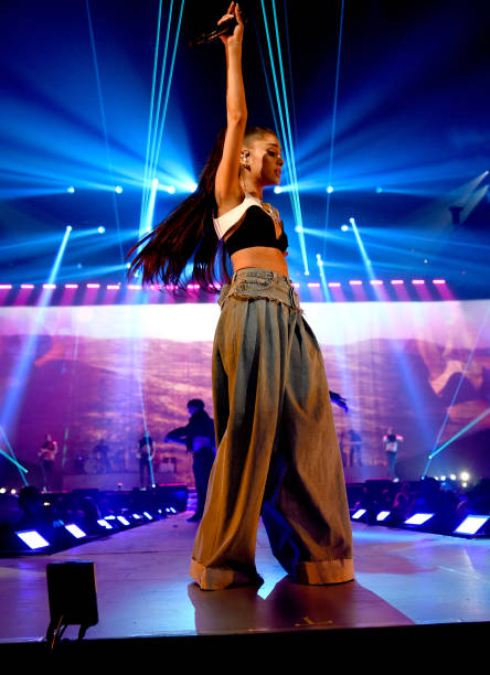 Ariana Grande performs on stage during the "Dangerous Woman" Tour Opener at Talking Stick Resort Arena on February 3, 2017 in Phoenix, Arizona. (444×612)
