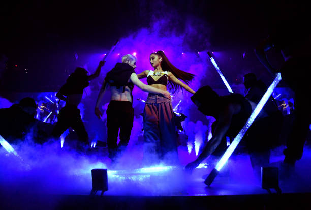 Ariana Grande performs on stage during the "Dangerous Woman" Tour Opener at Talking Stick Resort Arena on February 3, 20