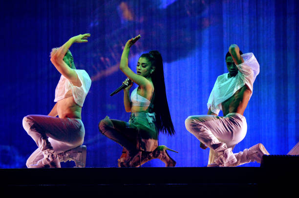 Ariana Grande performs on stage during the "Dangerous Woman" Tour Opener at Talking Stick Resort Arena on February 3, 20