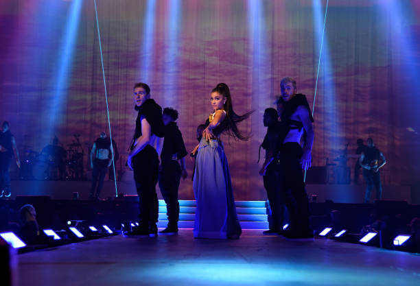 Ariana Grande performs on stage during the "Dangerous Woman" Tour Opener at Talking Stick Resort Arena on February 3, 2017 in Phoenix, Arizona. (612×417)