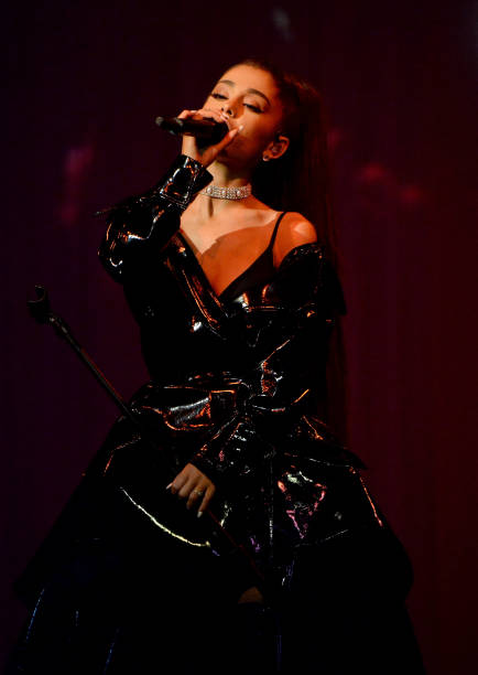 Ariana Grande performs on stage during the "Dangerous Woman" Tour Opener at Talking Stick Resort Arena on February 3, 2017 in Phoenix, Arizona. (434×612)