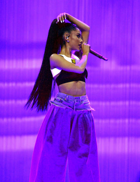 Ariana Grande performs on stage during the "Dangerous Woman" Tour Opener at Talking Stick Resort Arena on February 3, 2017 in Phoenix, Arizona. (470×612)