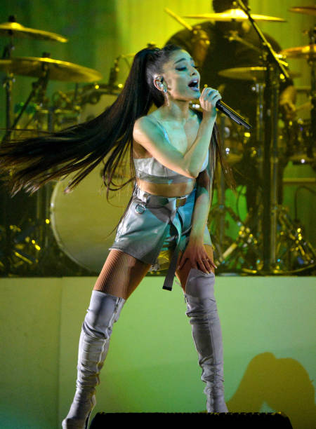 Ariana Grande performs on stage during the "Dangerous Woman" Tour Opener at Talking Stick Resort Arena on February 3, 20