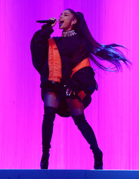 Ariana Grande performs on stage during the "Dangerous Woman" Tour Opener at Talking Stick Resort Arena on February 3, 2017 in Phoenix, Arizona. (475×612)