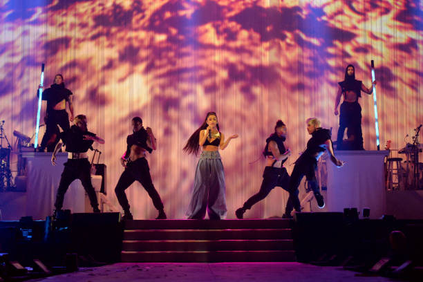 Ariana Grande performs on stage during the "Dangerous Woman" Tour Opener at Talking Stick Resort Arena on February 3, 2017 in Phoenix, Arizona. (612×408)