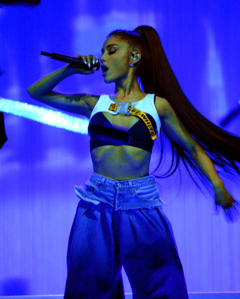 Ariana Grande performs on stage during the "Dangerous Woman" Tour Opener at Talking Stick Resort Arena on February 3, 2017 in Phoenix, Arizona. (491×612)