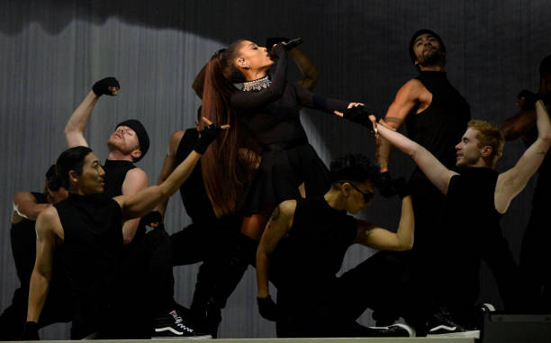 Ariana Grande performs on stage during the "Dangerous Woman" Tour Opener at Talking Stick Resort Arena on February 3, 2017 in Phoenix, Arizona. (612×381)