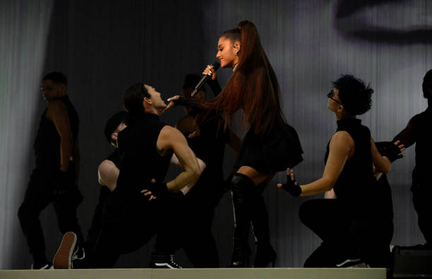Ariana Grande performs on stage during the "Dangerous Woman" Tour Opener at Talking Stick Resort Arena on February 3, 2017 in Phoenix, Arizona. (612×395)