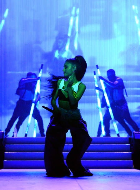 Ariana Grande performs on stage during the "Dangerous Woman" Tour Opener at Talking Stick Resort Arena on February 3, 2017 in Phoenix, Arizona. (451×612)