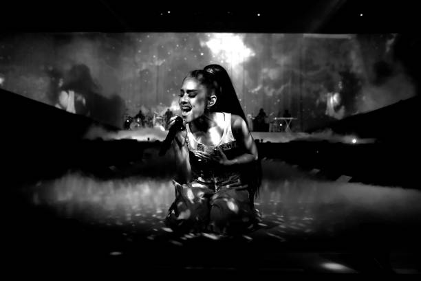 Ariana Grande performs on stage during the "Dangerous Woman" Tour Opener at Talking Stick Resort Arena on February 3, 20