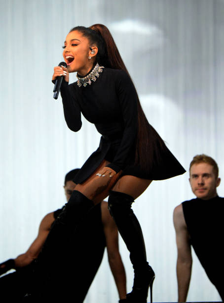 Ariana Grande performs on stage during the "Dangerous Woman" Tour Opener at Talking Stick Resort Arena on February 3, 2017 in Phoenix, Arizona. (454×612)