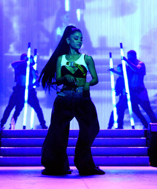 Ariana Grande performs on stage during the "Dangerous Woman" Tour Opener at Talking Stick Resort Arena on February 3, 2017 in Phoenix, Arizona. (508×612)