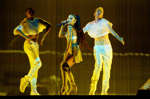 Ariana Grande performs on stage during the "Dangerous Woman" Tour Opener at Talking Stick Resort Arena on February 3, 2017 in Phoenix, Arizona. (612×403)