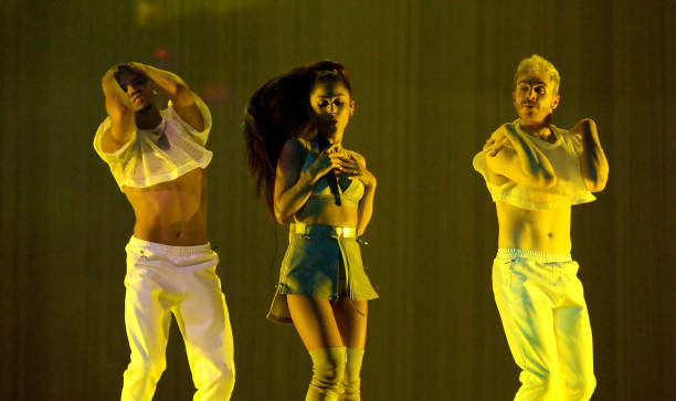 Ariana Grande performs on stage during the "Dangerous Woman" Tour Opener at Talking Stick Resort Arena on February 3, 2017 in Phoenix, Arizona. (612×363)