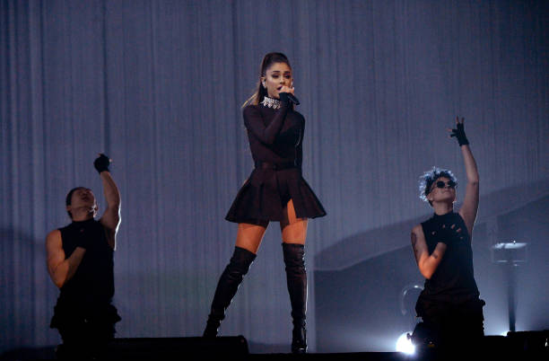 Ariana Grande performs on stage during the "Dangerous Woman" Tour Opener at Talking Stick Resort Arena on February 3, 2017 in Phoenix, Arizona. (612×402)