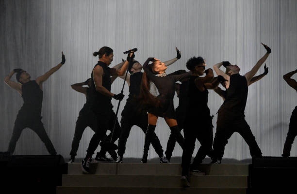 Ariana Grande performs on stage during the "Dangerous Woman" Tour Opener at Talking Stick Resort Arena on February 3, 2017 in Phoenix, Arizona. (612×401)