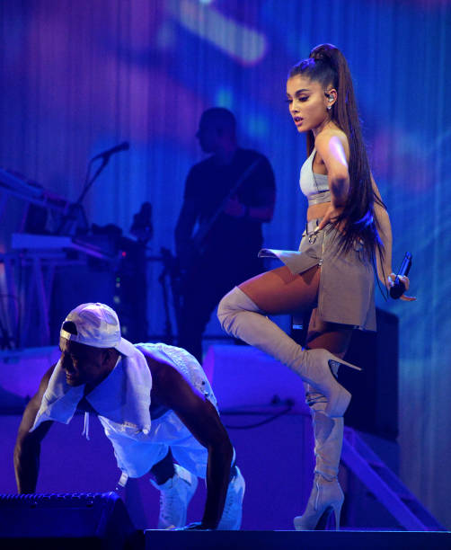 Ariana Grande performs on stage during the "Dangerous Woman" Tour Opener at Talking Stick Resort Arena on February 3, 2017 in Phoenix, Arizona. (502×612)