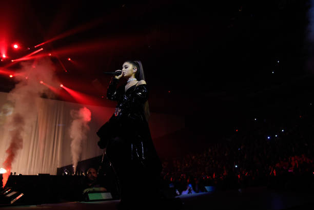 Ariana Grande performs on stage during the "Dangerous Woman" Tour Opener at Talking Stick Resort Arena on February 3, 2017 in Phoenix, Arizona. (612×410)